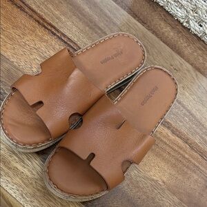 Hush Puppies Eloise Mule Tan Leather Slide Sandals NIB
